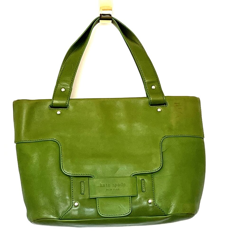 Vintage Y2K Kate Spade Larchmont Avenue Stevie Tote Green Italian Leather